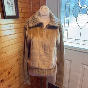 Great American Sweater 
Cozy Tan Faux Fur Sweater